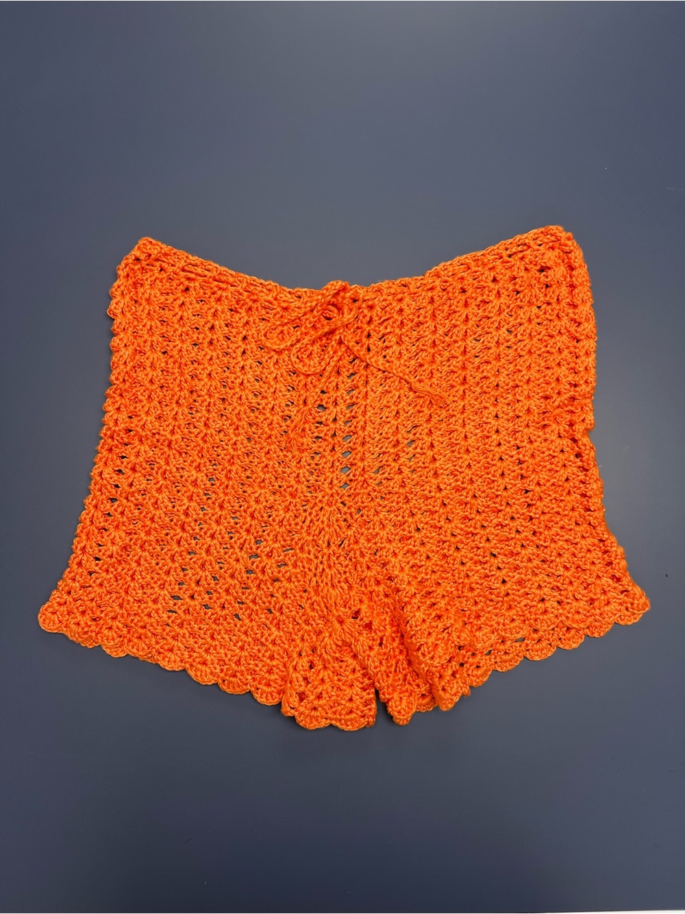 High-Waist Crochet Shorts in Bright Orange